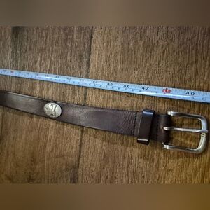Zep-Pro Sz 38 Auburn Full Grain Leather Brown Belt w/ Silver Tone Hardware